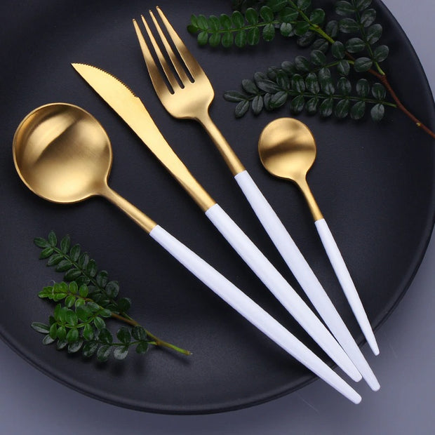 Stainless Steel Flatware Set -White | Kitchen utensils