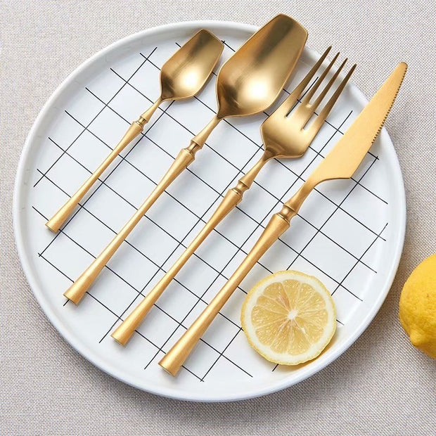 Eclectic Matt Finish Gold Flatware Set | Kitchen utensils
