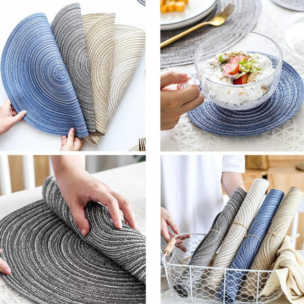 Round Woven Placemats Set | Kitchen dining