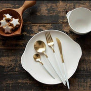 Lux White and Gold Flatware Set | Kitchen dining
