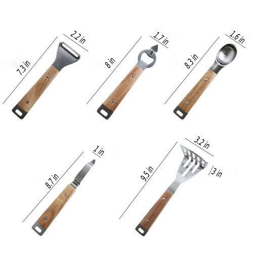 Wooden Handle Stainless Steel Kitchen Tool Set | Kitchen utensils