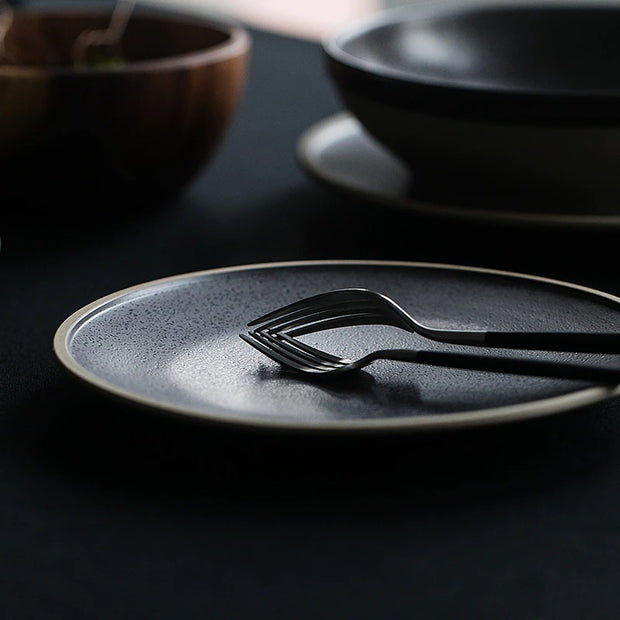 Dark Gray Ceramic Dinnerware Plate | Kitchen dining