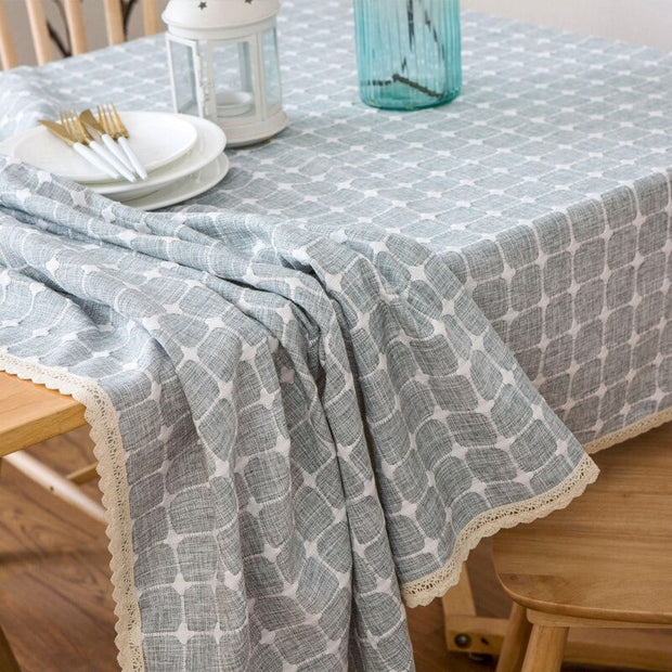 Lux Lace Selvage Embroidered Linen Tablecloth| Home decor for living room