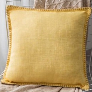 Solid Linen Pillow Cover with Border | Pillow covers throw