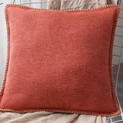 Solid Linen Pillow Cover with Border | Pillow covers throw