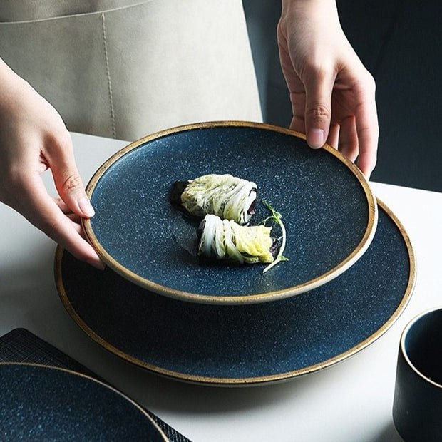 Gold Rim Ceramic Dinnerware Plate & Bowl | Kitchen dining