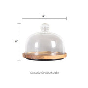 Acacia Wood Cake Stand with Glass Dome | Stores with home decor