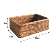 Handwoven Rectangular Rattan Basket | Baskets for Storage Shelves