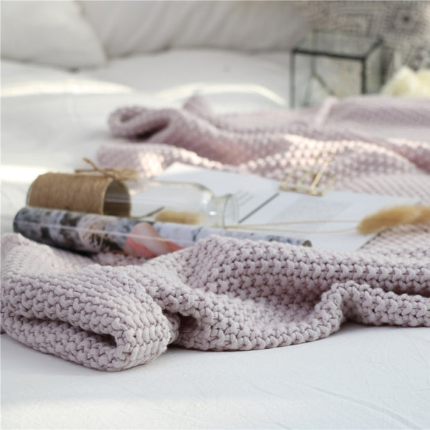 Moss-Stitch Knitted Throw Blanket| Blankets fleece throws