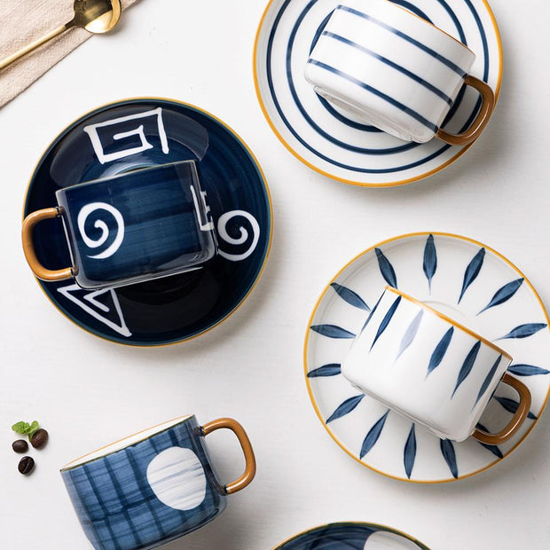 Japanese Hand Painted Ceramic Cup and Plate | Kitchen utensils