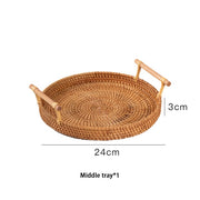Handwoven Rattan Tray with Wooden Handles | Stores with home decor