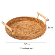 Handwoven Rattan Tray with Wooden Handles | Stores with home decor
