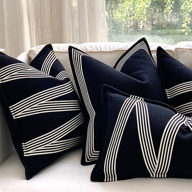 Navy Geometric Striped Cushion Cover | Pillow covers throw