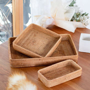 Handwoven Rattan Storage Tray| Baskets for Storage Shelves