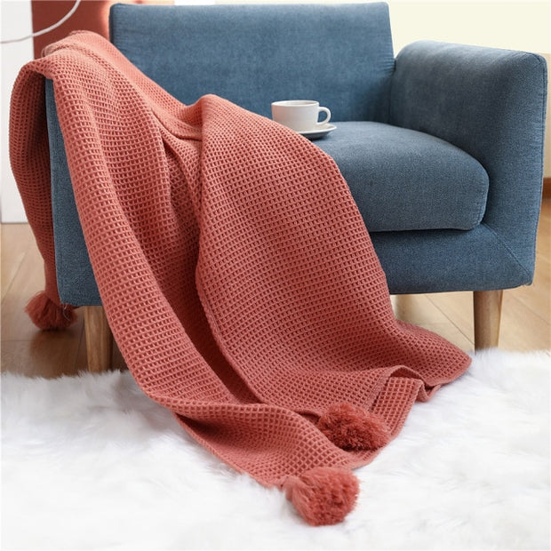 Waffle Knitted Throw Blanket | Blankets fleece throws
