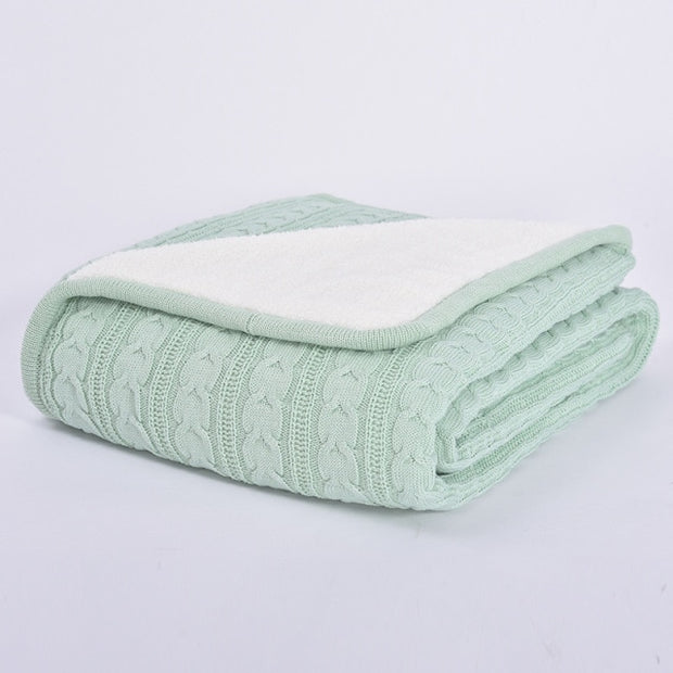 Warm Knitted Cotton Sherpa Lined Throw Blanket | Blankets fleece throws