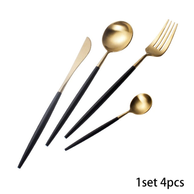 Lux Black and Gold Flatware Set | Kitchen dining