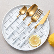 Eclectic White and Gold Flatware Set | Kitchen dining
