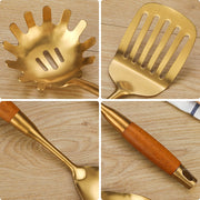 Kitchen Spatula Set - Wood and Gold | Kitchen utensils