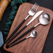 Stainless Steel Flatware Set - Black | Kitchen dining