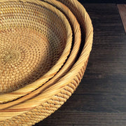 Handwoven Rattan Basket - Set of 3| Baskets for Storage Shelves