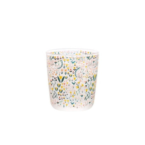 Retro Floral Print Glass Mug | Kitchen dining