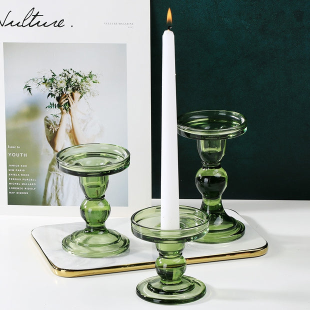 Sage Green Glass Candle Holders | Stores with home decor