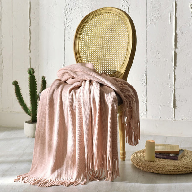 Euro Knitted Throw Blanket with Tassel| Blankets fleece throws
