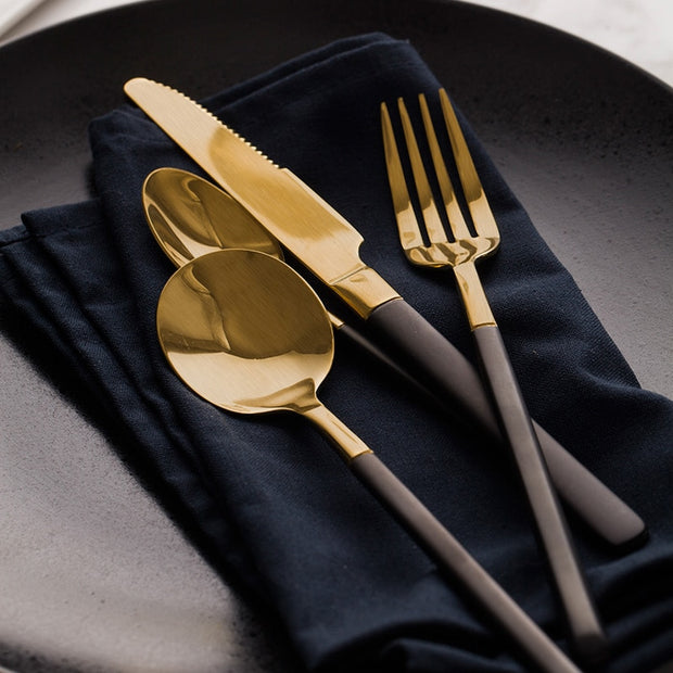 Stainless Steel Gold Flatware Set | Kitchen dining