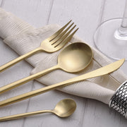 Minimalist Stainless Steel Gold Flatware Set | Kitchen dining